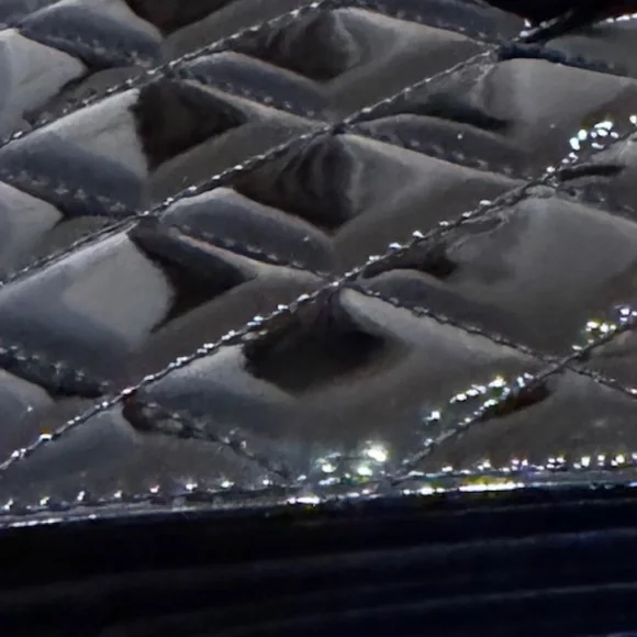 CHANEL - Black Patent Quilted Leather Flap Wallet - Picture 10 of 12